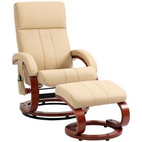 HOMCOM Electric Recliner Chair with Ottoman, Faux Leather, 10 Vibration Points, Remote Control, Beige