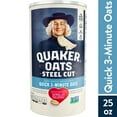 Steel Cut Quick Oats, 100% Whole Grain, 3-Minute Microwave or Stovetop, 25 oz Canister