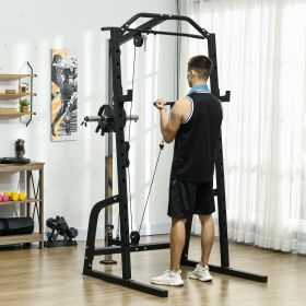 Power Cage with 15-Level Adjustable Squat Rack Cable Pulley Pull up and Push up Stand for Home Gym