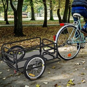 Bicycle Cargo Trailer Foldable Bike Cart Wagon with Hitch 16 Wheels 88 lbs Load Capacity Black
