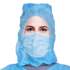 Blue Disposable Hood Caps One Size. Pack of 100 Disposable Bouffant Hoods. 18 GSM Polypropylene Disposable Hoods with Elastic Band. Well-Ventilat
