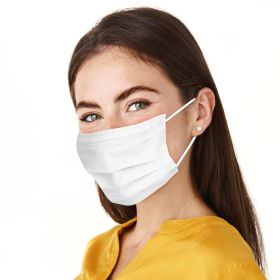 Disposable White 50 Pack of Face Masks 4-ply Protective Mouth Cover Nose Clip