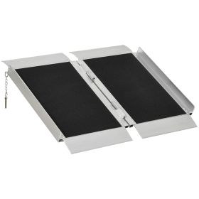 HOMCOM 2ft Folding Wheelchair Ramp, Aluminum, Non-Slip Surface, 600lbs Capacity, for Doorways