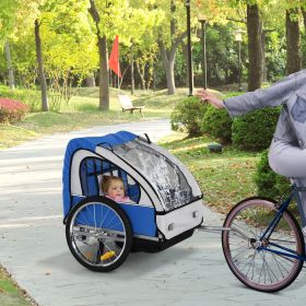 2-Seat Bike Trailer for Kids | Child Bicycle Trailer with Strong Steel Frame | 5-Point Seat Harnesses, Comfortable Seat, Blue