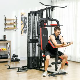 Multi Home Gym Equipment, Workout Station with Sit up Bench, Push up Stand, Dip Station, 143lbs Weights